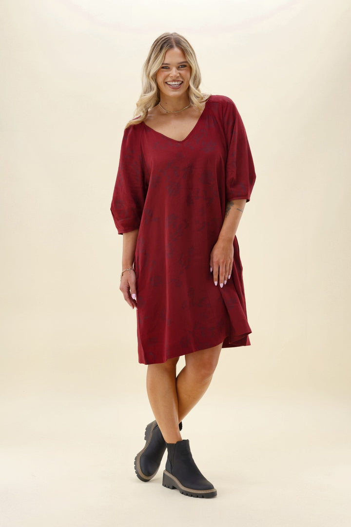 Elm Bramble Midi Dress Plum