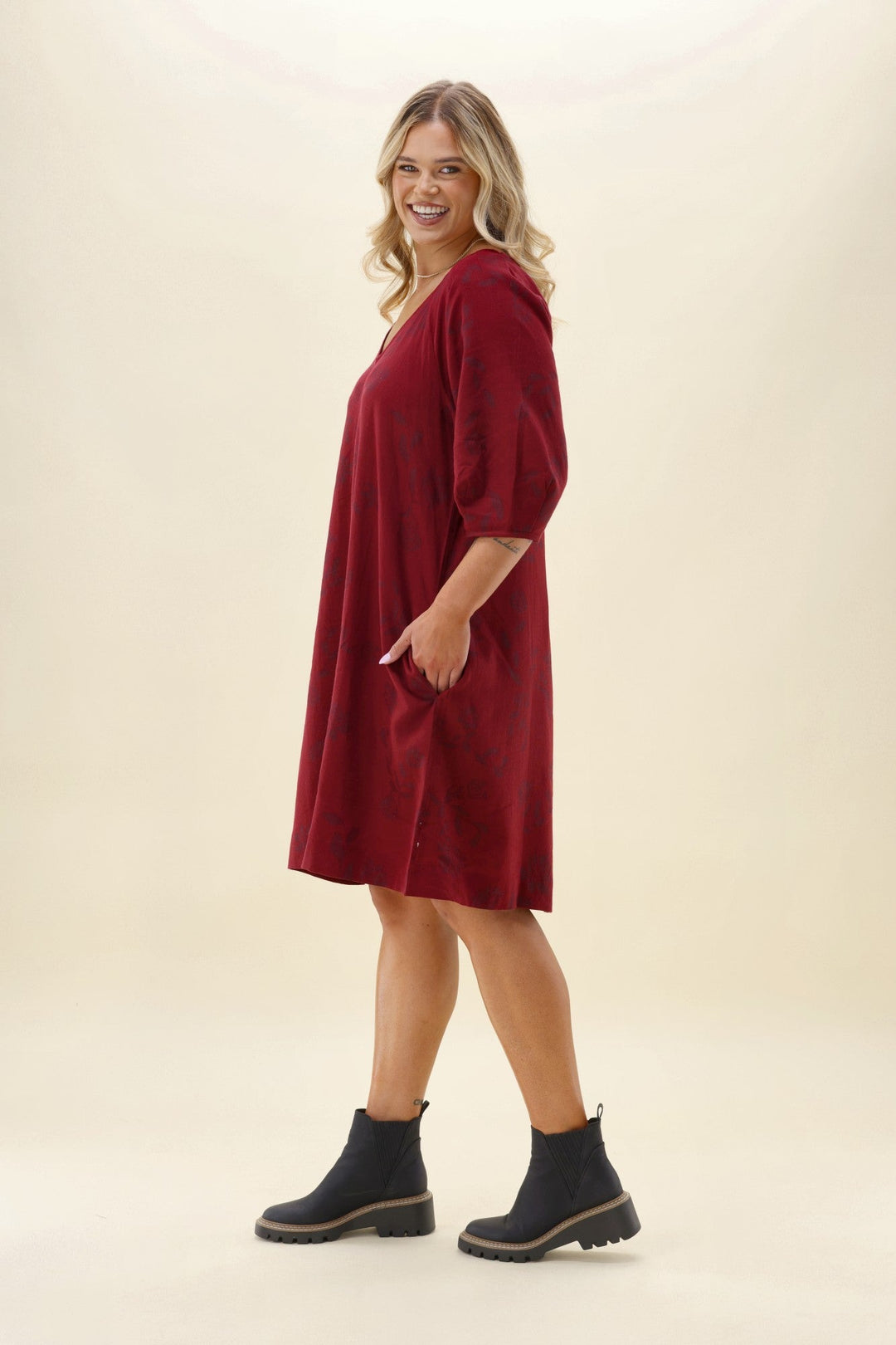 Elm Bramble Midi Dress Plum