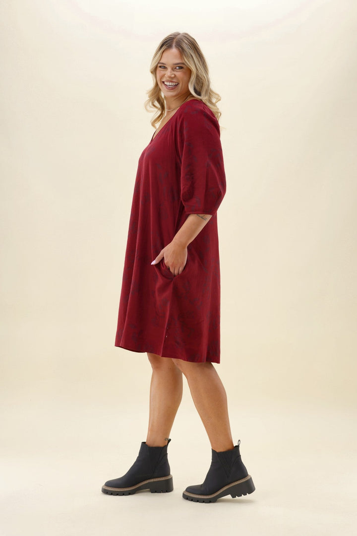Elm Bramble Midi Dress Plum