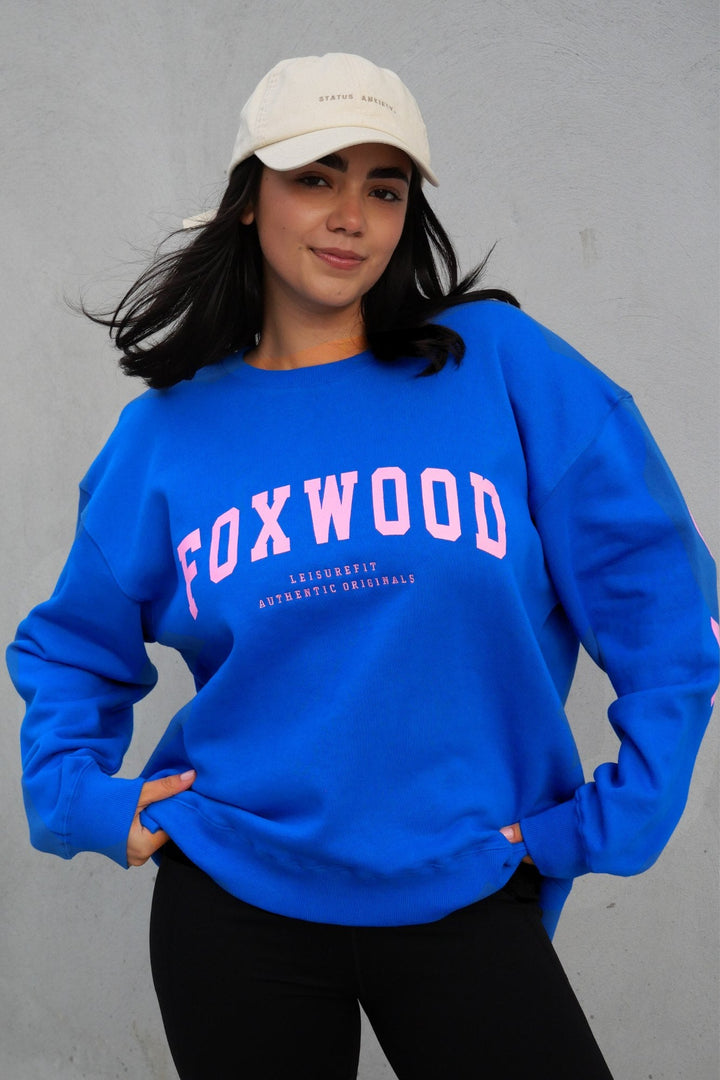 Foxwood Interval Crew Cobalt Blue with Neon Pink