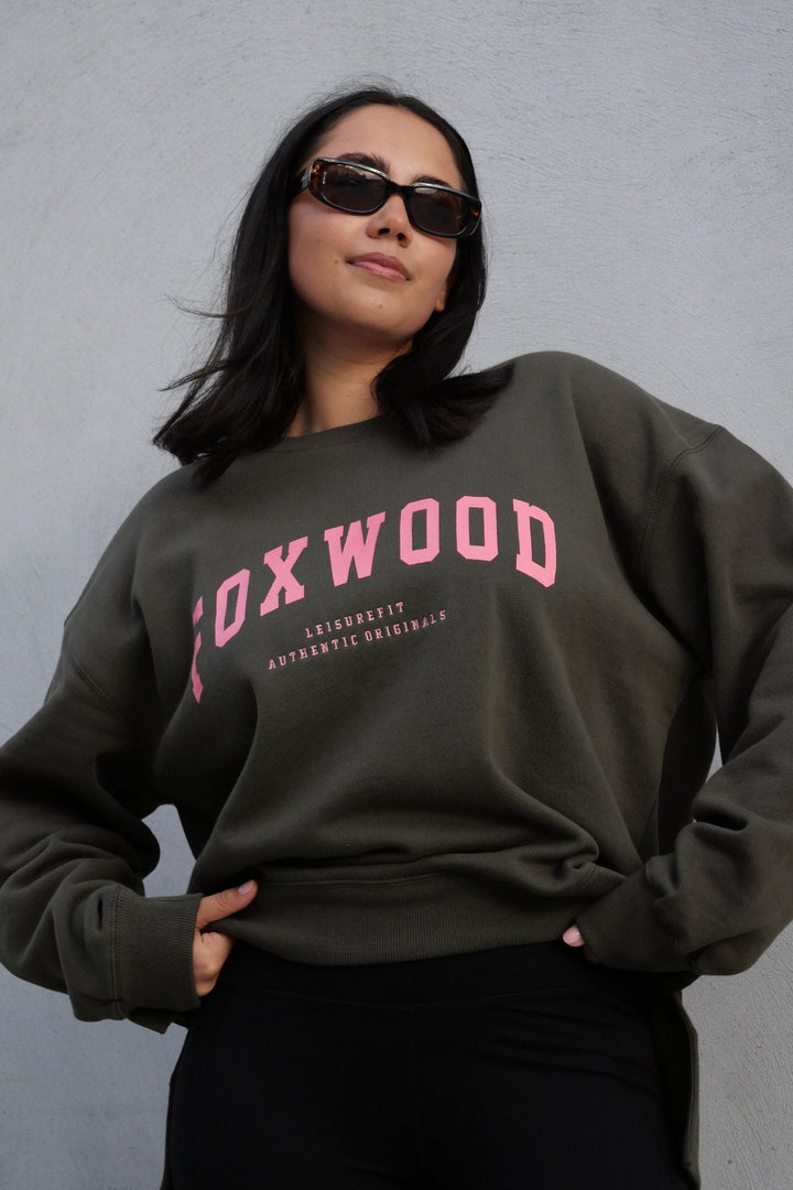 Foxwood Interval Crew Dark Khaki with Coral