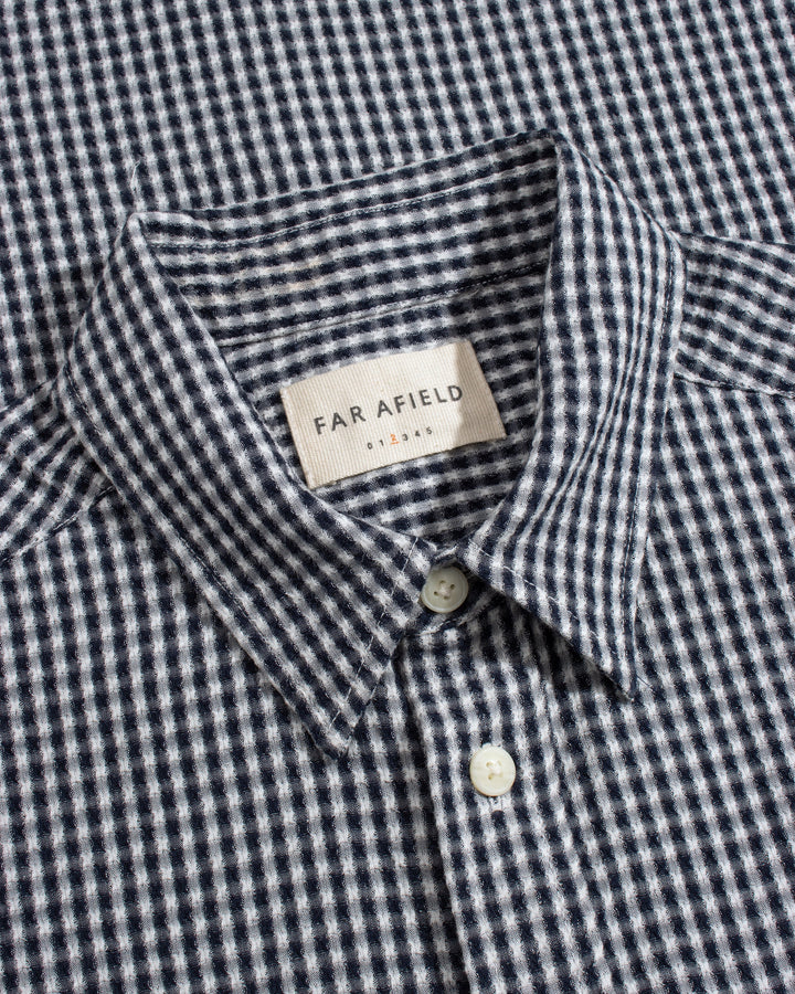 Far Afield Costa Gingham Shirt Navy Check