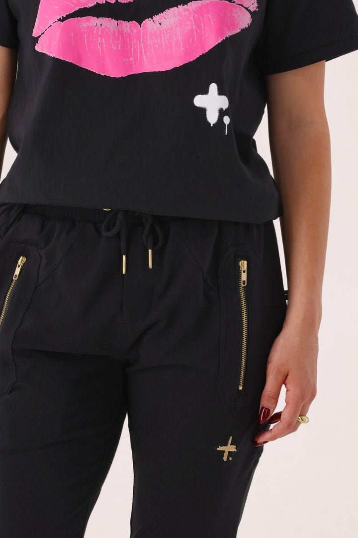 Federation Cut Trackies Lil Plus Black With Gold Zips