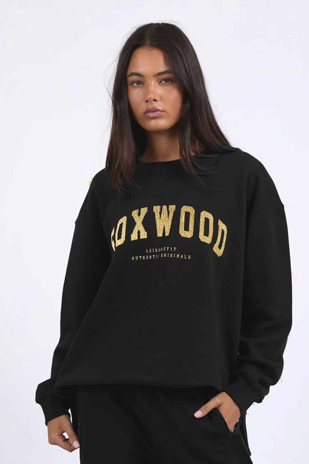 Foxwood Metallic Interval Crew Black And Gold