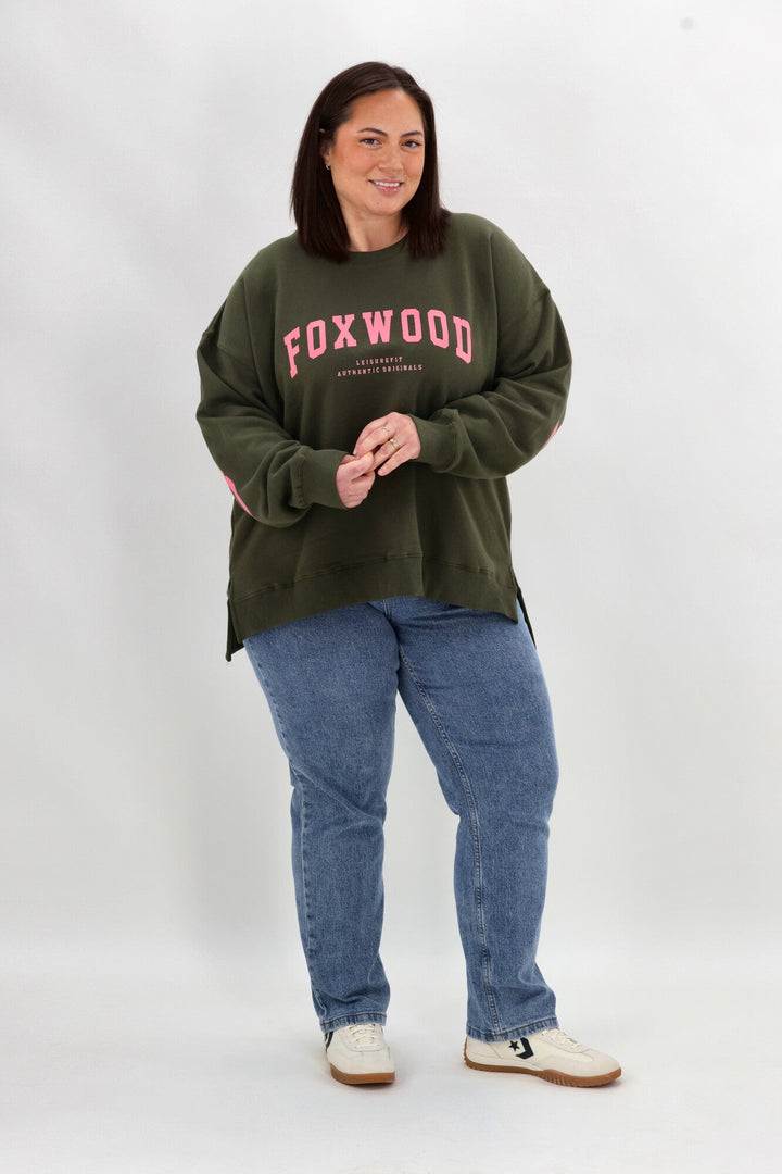 Foxwood Interval Crew Dark Khaki with Coral