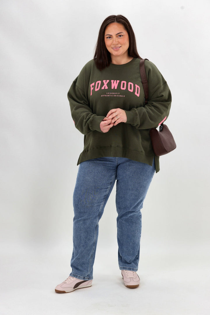 Foxwood Interval Crew Dark Khaki with Coral