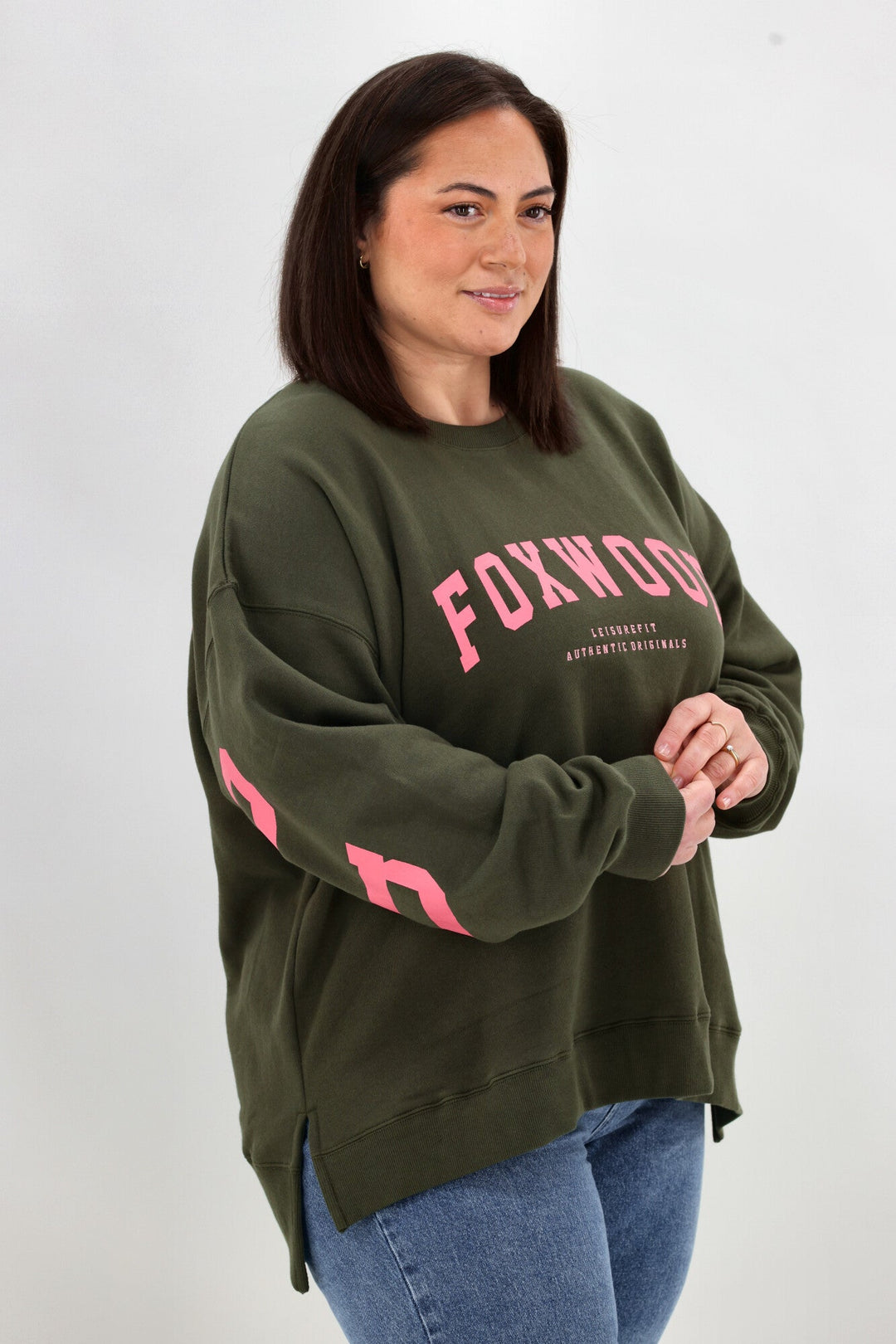 Foxwood Interval Crew Dark Khaki with Coral
