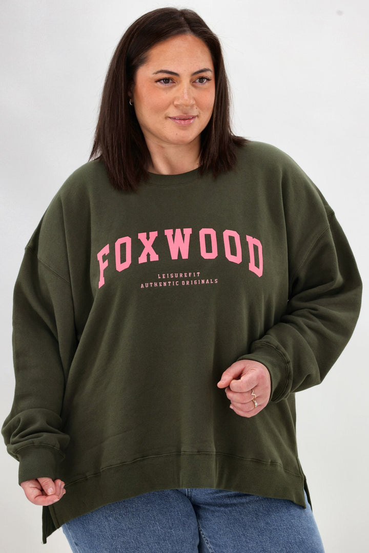 Foxwood Interval Crew Dark Khaki with Coral