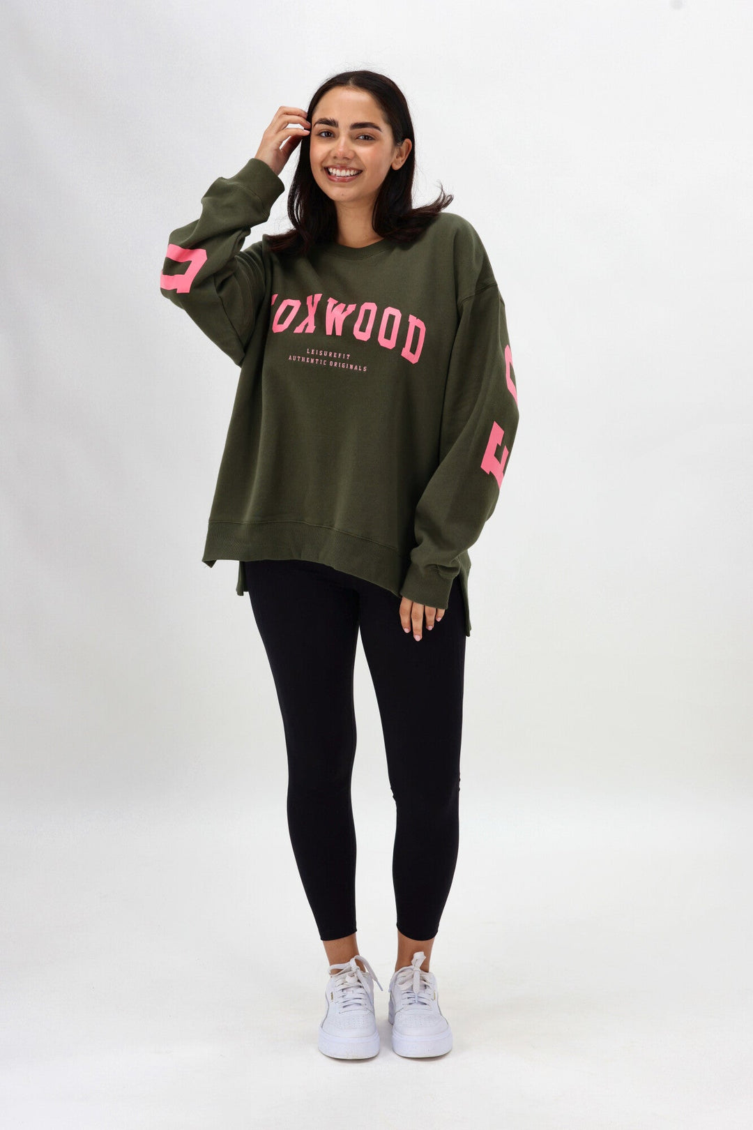 Foxwood Interval Crew Dark Khaki with Coral