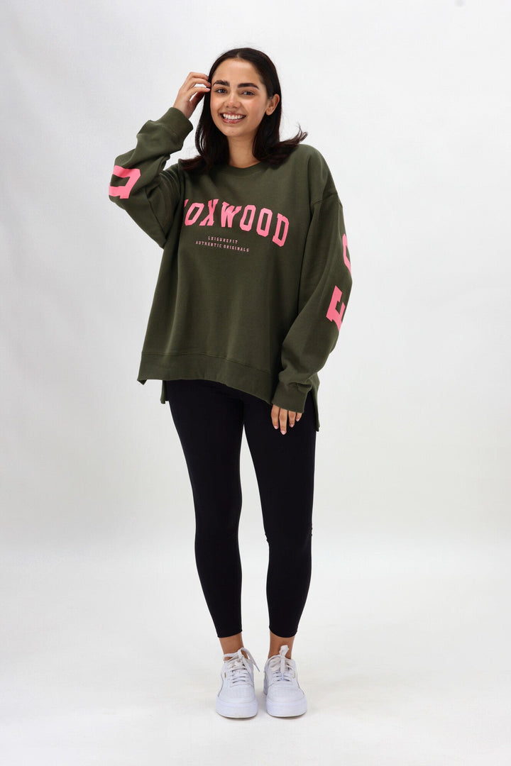 Foxwood Interval Crew Dark Khaki with Coral