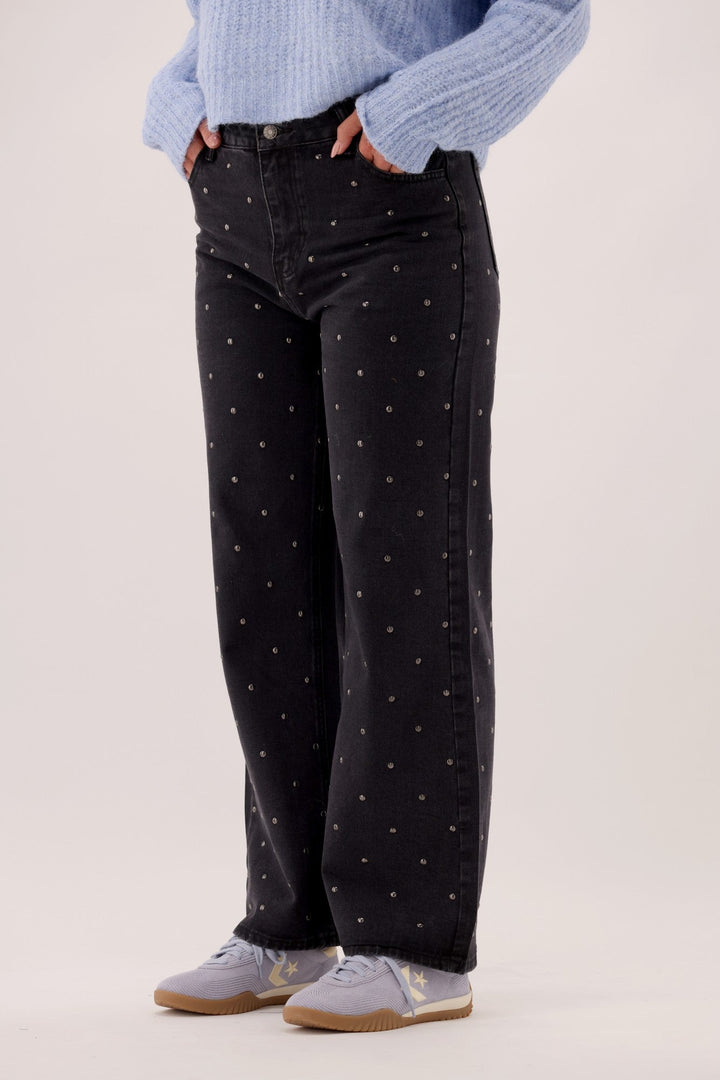 Fria Cotton Nail Stud Detail Jeans Black