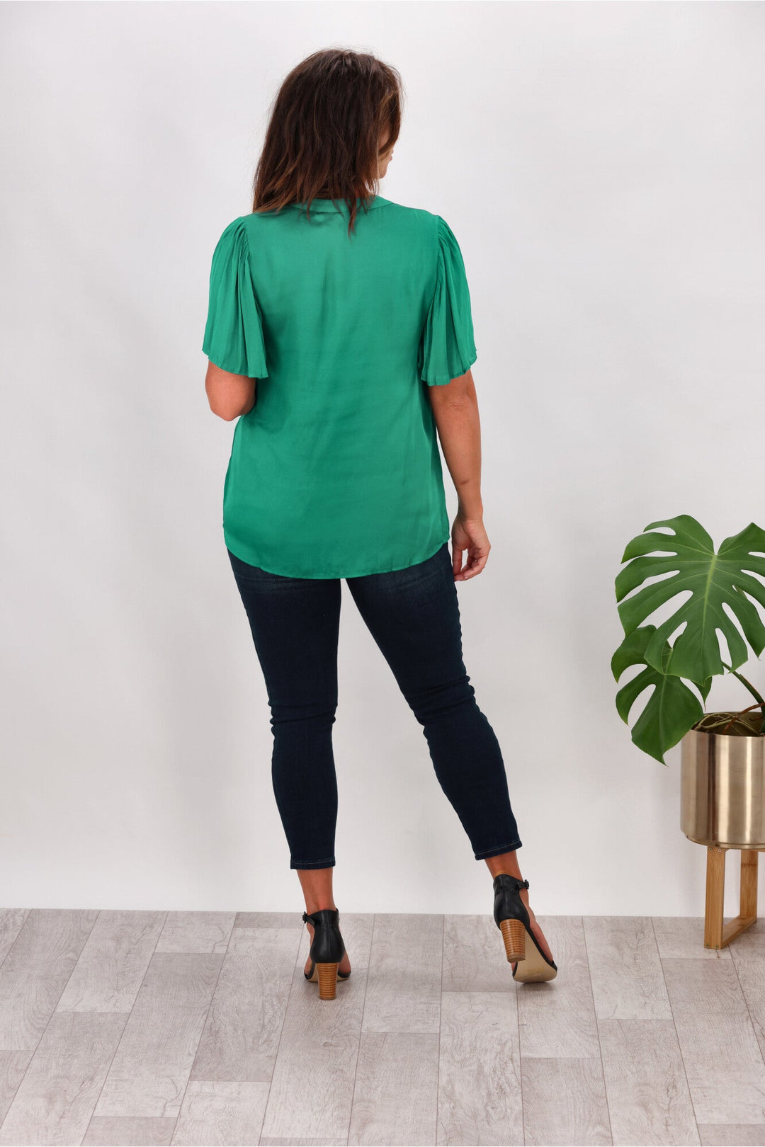 Gloss by Calla Pleat Sleeve Top Teal Green
