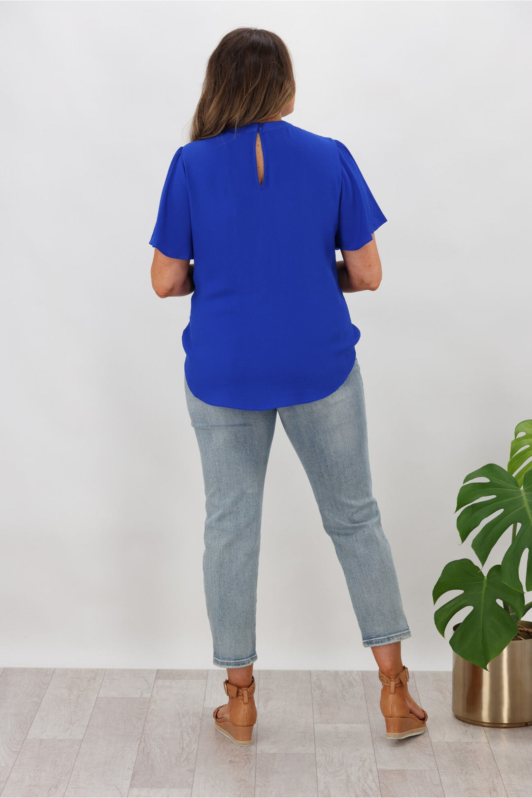 Gloss by Maria Crossover Front High Neck Blouse Cobalt