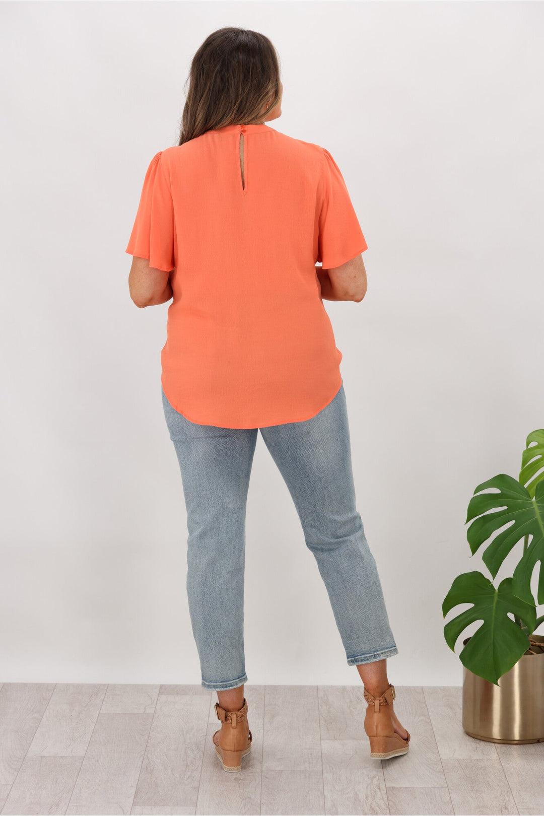 Gloss by Maria Crossover Front High Neck Blouse Tomato