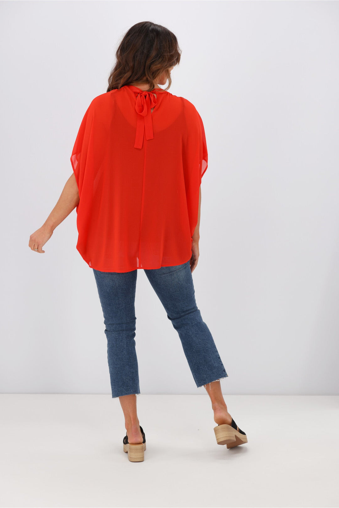 Gloss by Mathilda Batwing Tie Neck Top Tomato