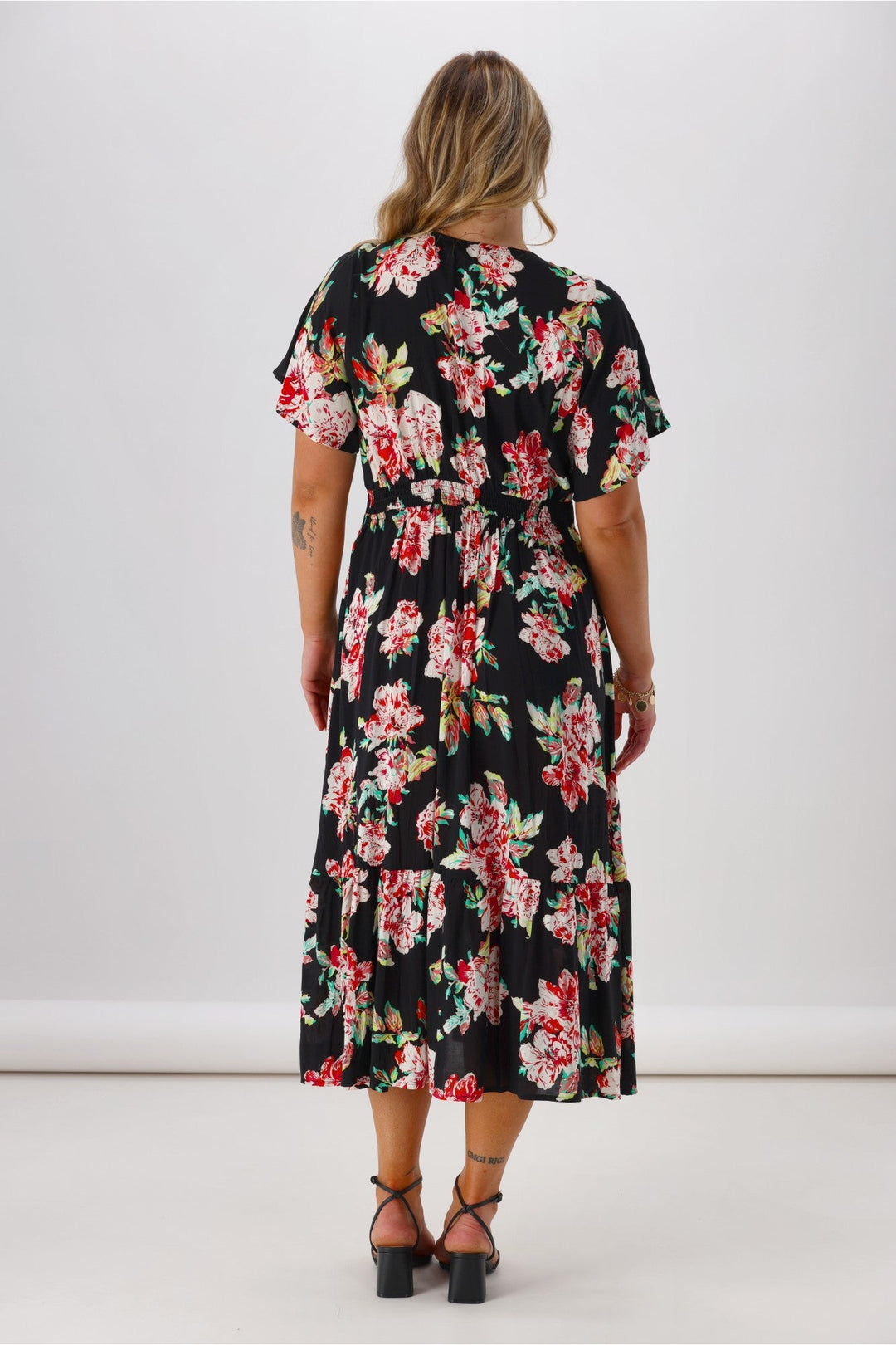 Gloss Tate Mock Wrap Front Dress  Black Floral