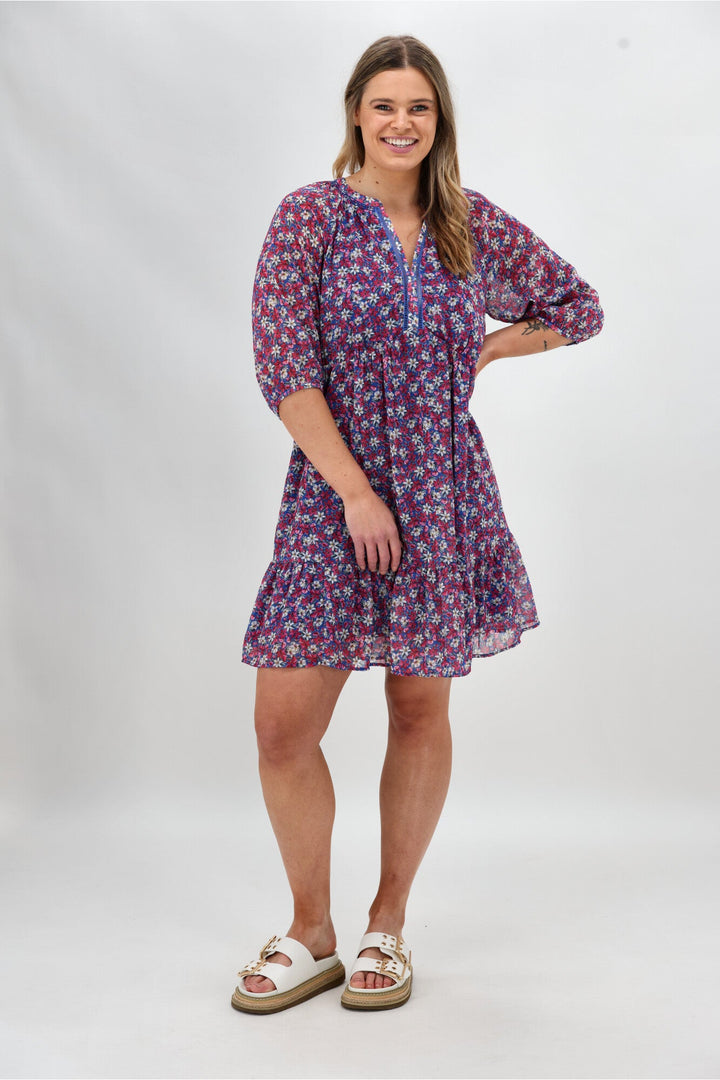 Gloss The Label Barter Empire Dress Pink Floral