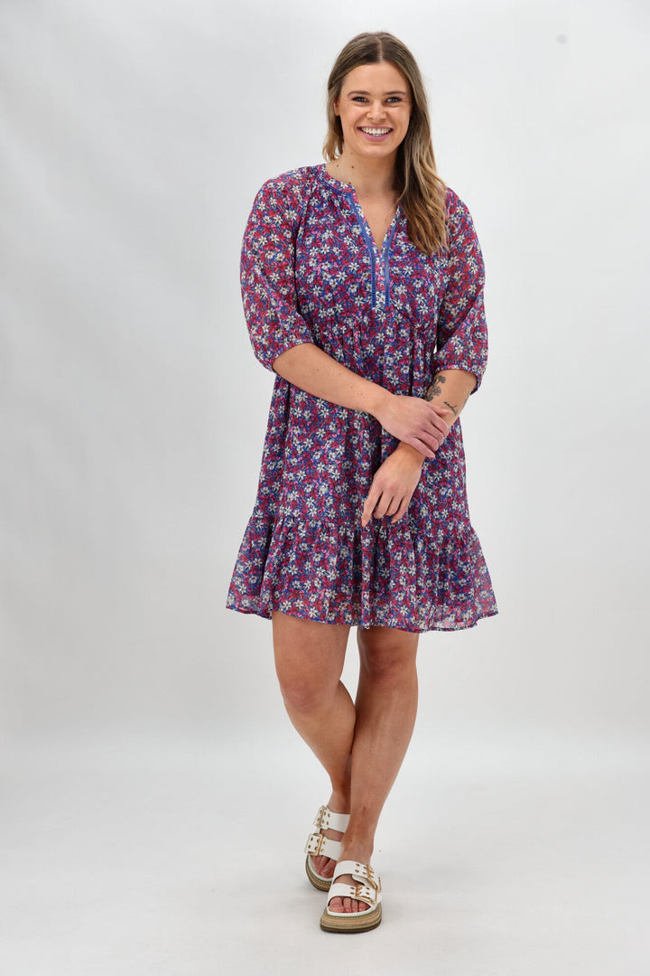 Gloss The Label Barter Empire Dress Pink Floral