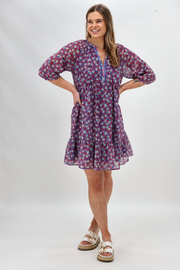 Gloss The Label Barter Empire Dress Pink Floral