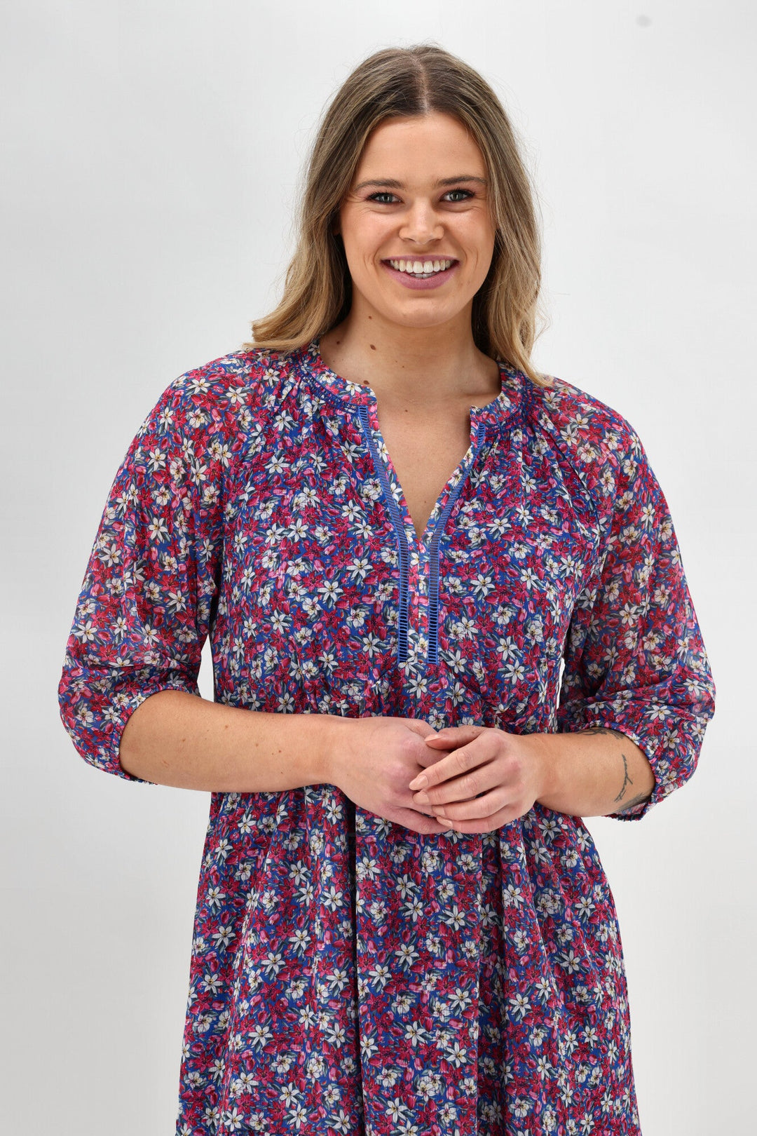 Gloss The Label Barter Empire Dress Pink Floral
