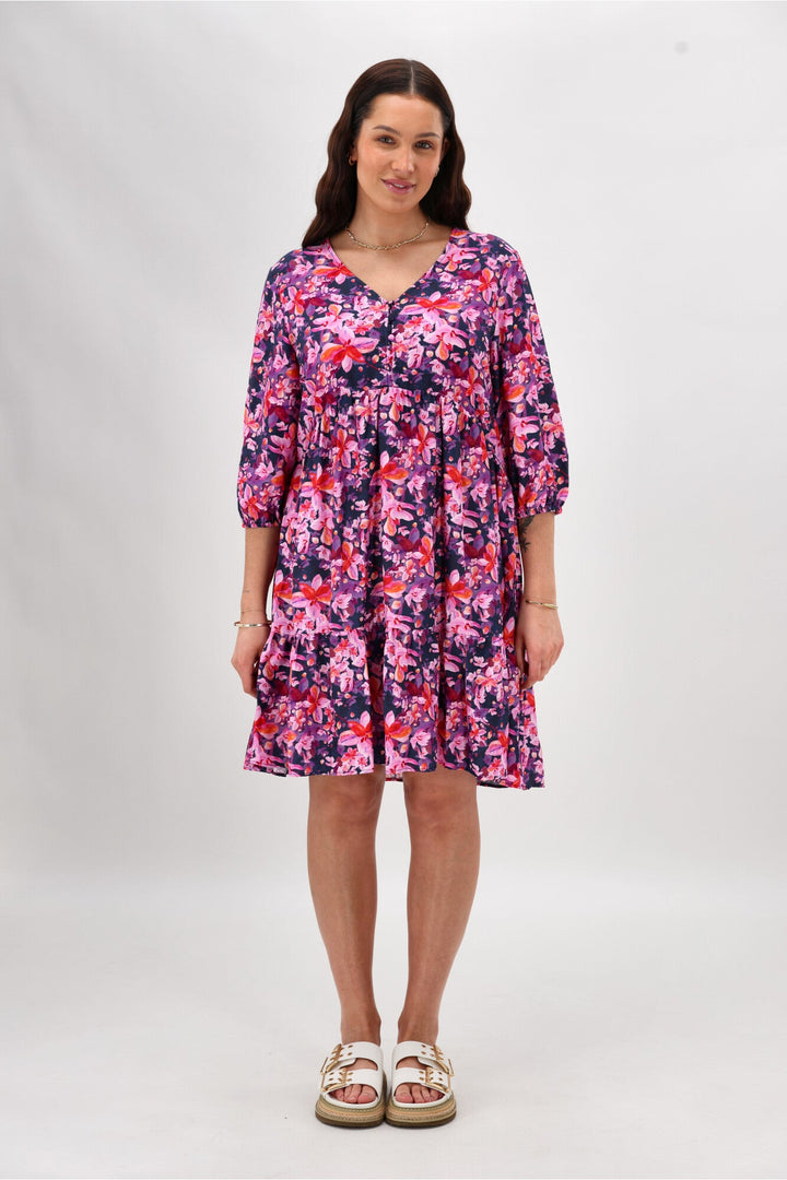 Gloss The Label Braith Empire Line Dress Midnight Floral