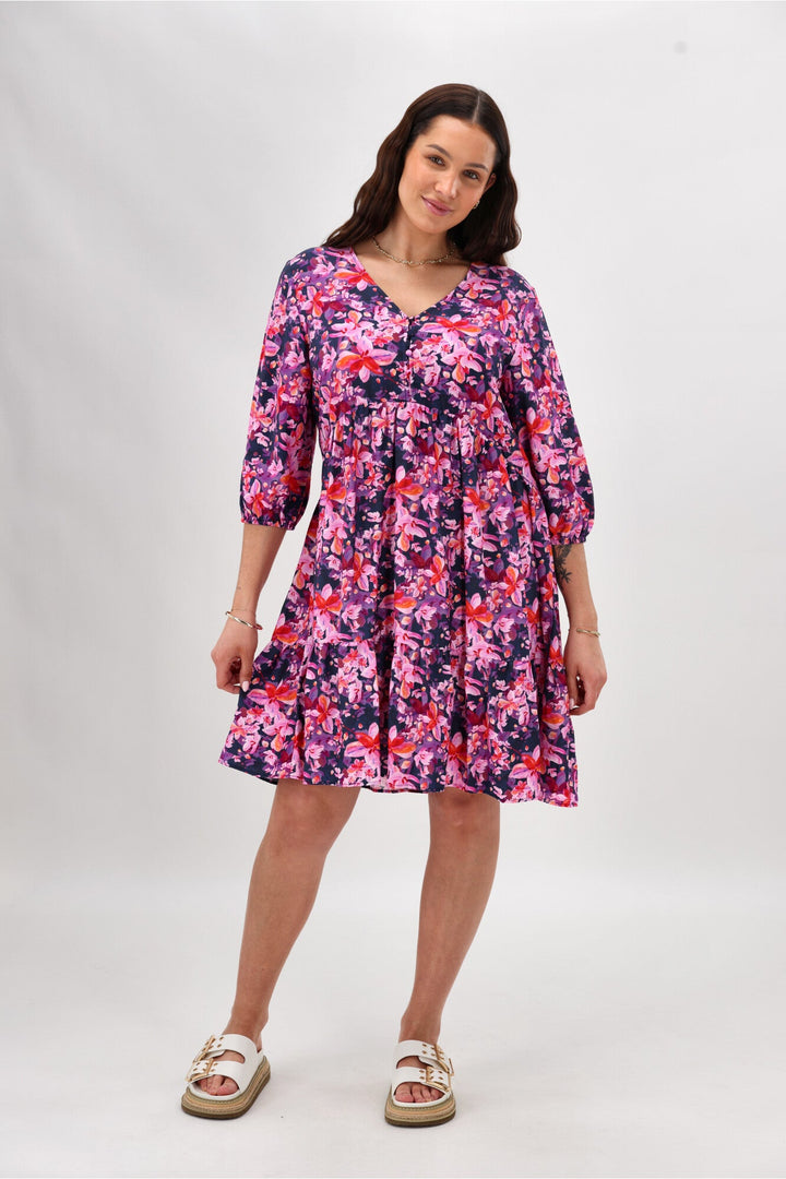 Gloss The Label Braith Empire Line Dress Midnight Floral