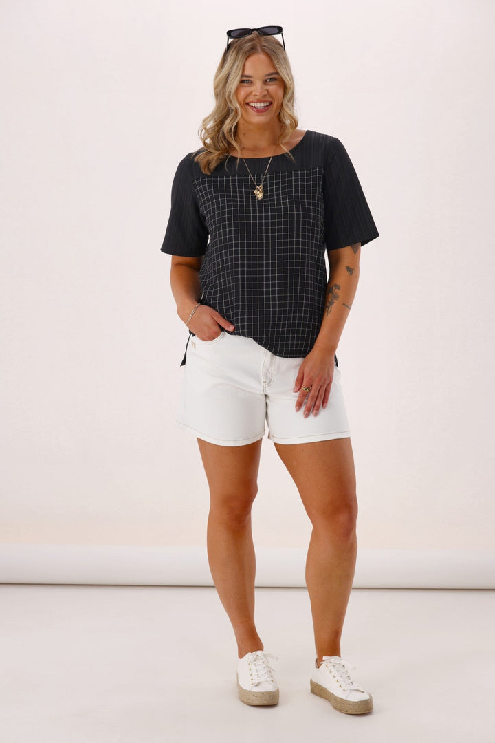 Gloss The Label Celeste Top Black Check