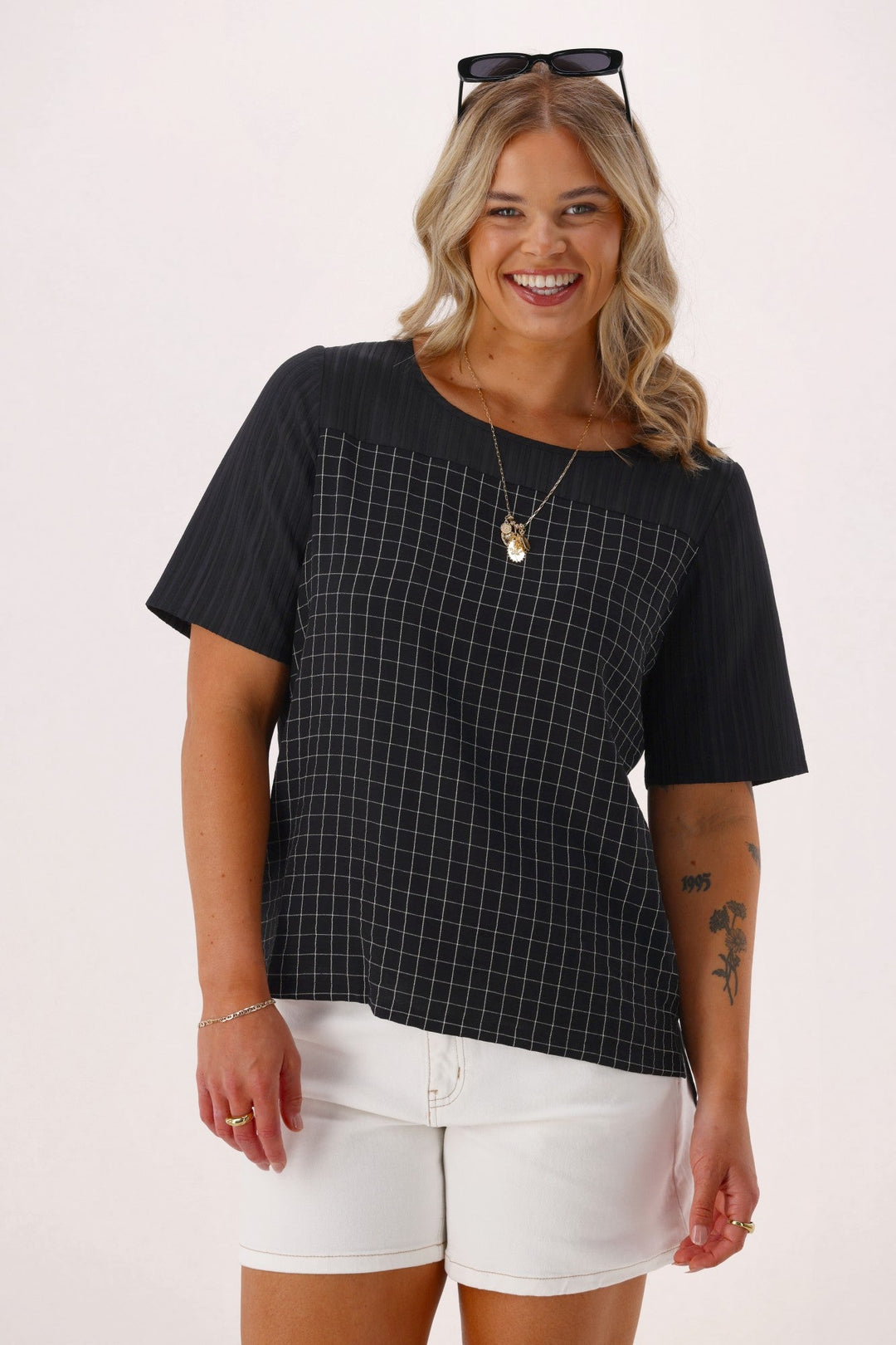 Gloss The Label Celeste Top Black Check