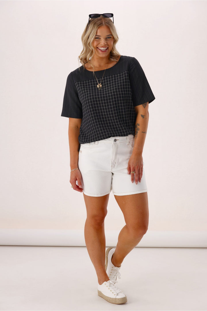 Gloss The Label Celeste Top Black Check