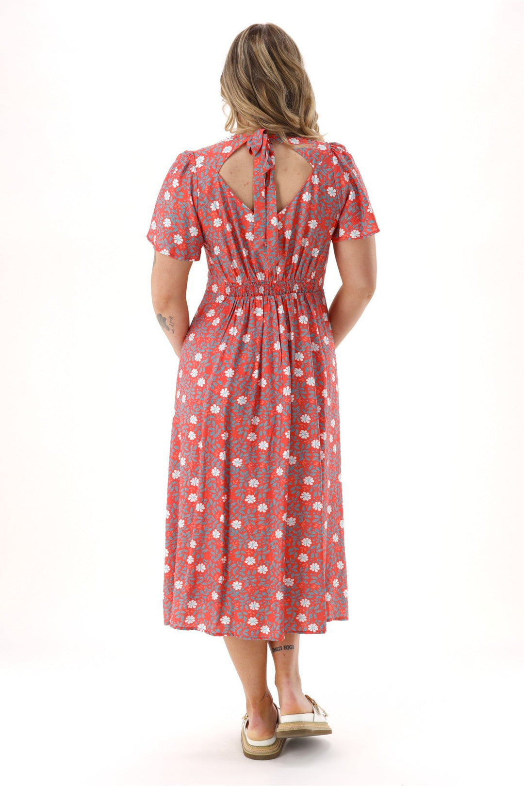 Gloss The Label Cheyenne Flutter Sleeve Dress Orange Floral