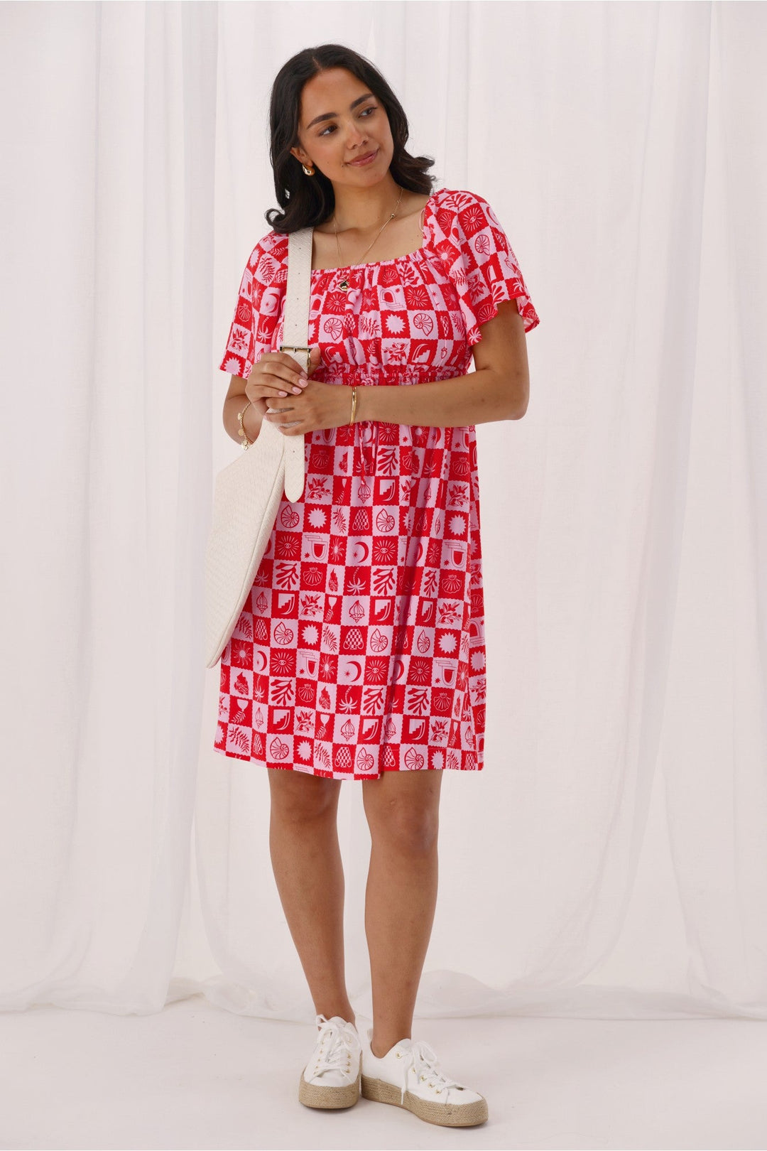 Gloss The Label Coastal Dress Pink Print