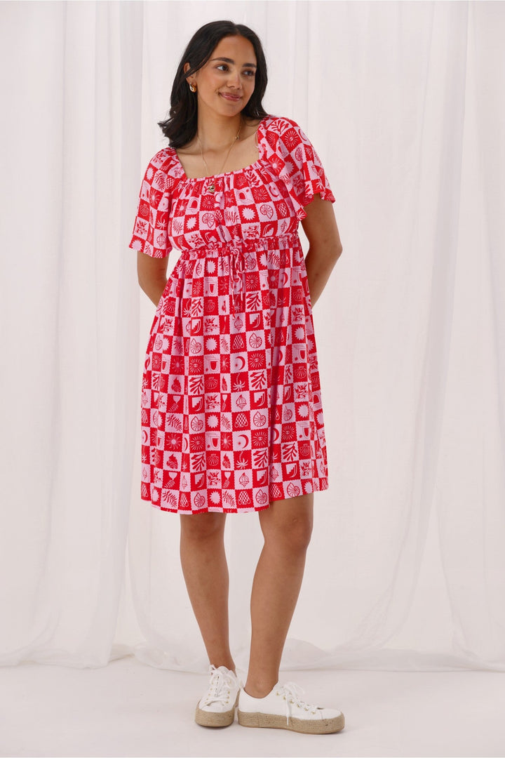 Gloss The Label Coastal Dress Pink Print