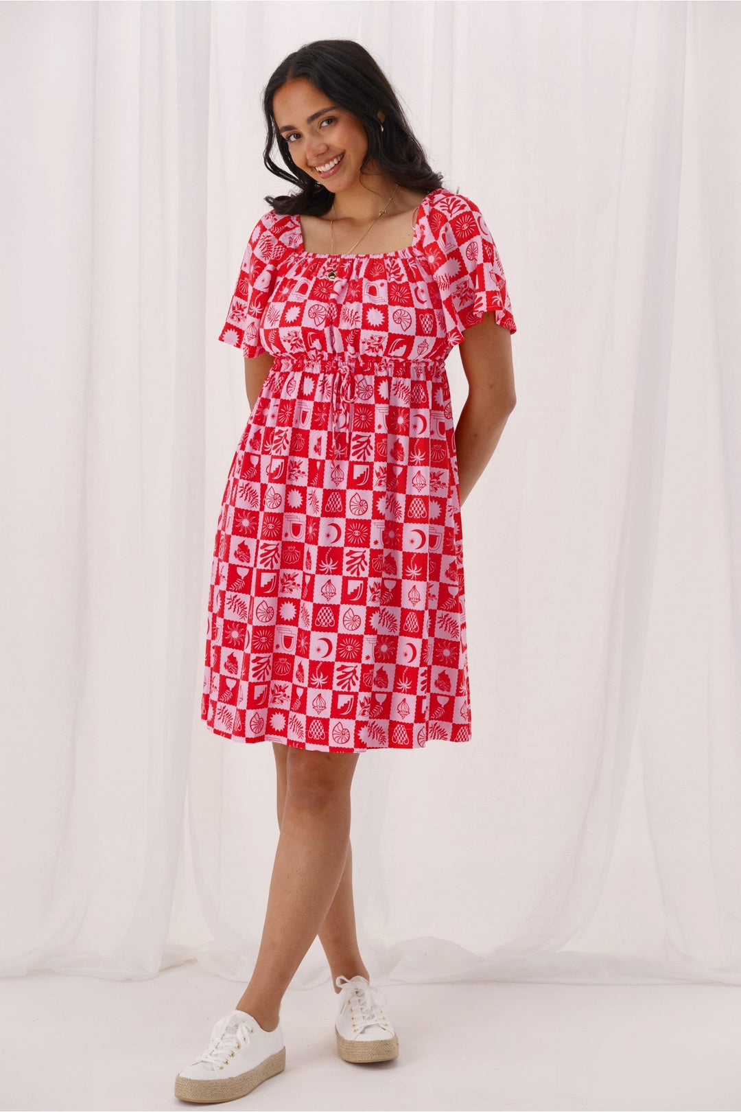Gloss The Label Coastal Dress Pink Print