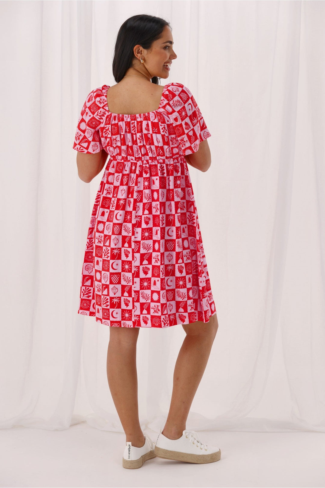 Gloss The Label Coastal Dress Pink Print