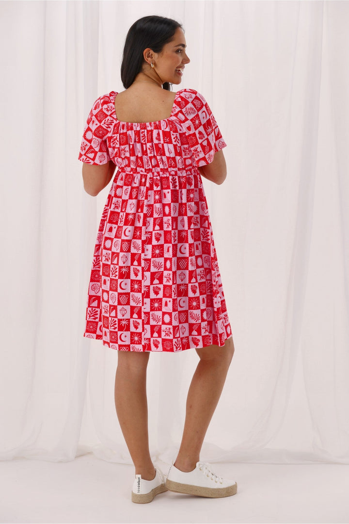 Gloss The Label Coastal Dress Pink Print