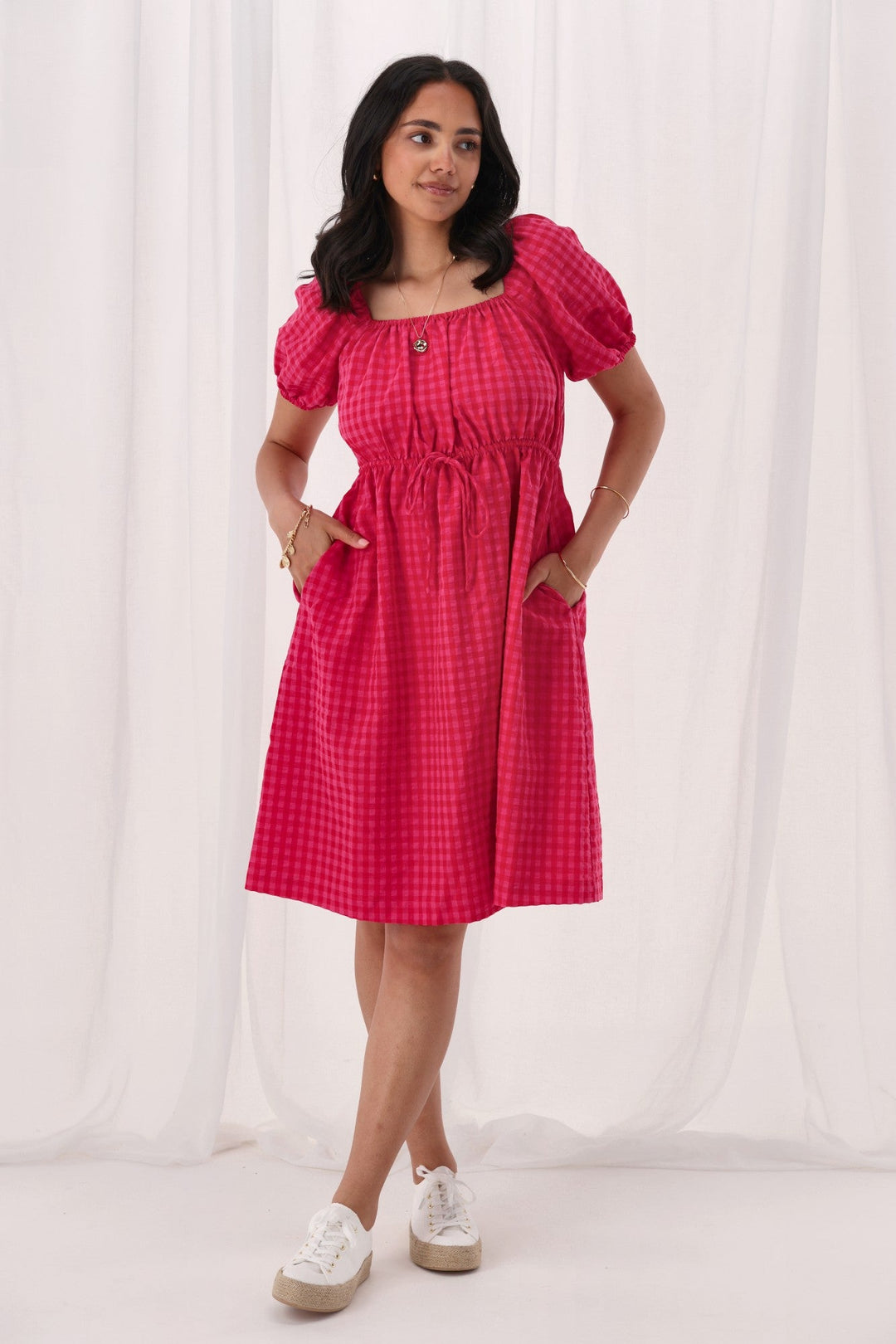 Gloss The Label Cotton Candy Dress Pink Check