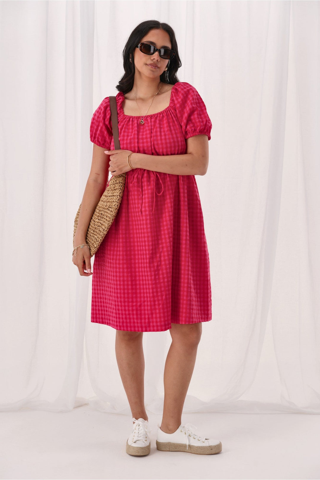 Gloss The Label Cotton Candy Dress Pink Check