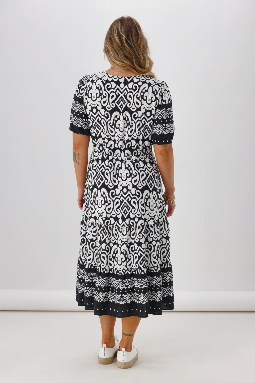 Gloss The Label Daly Border Print Dress Black