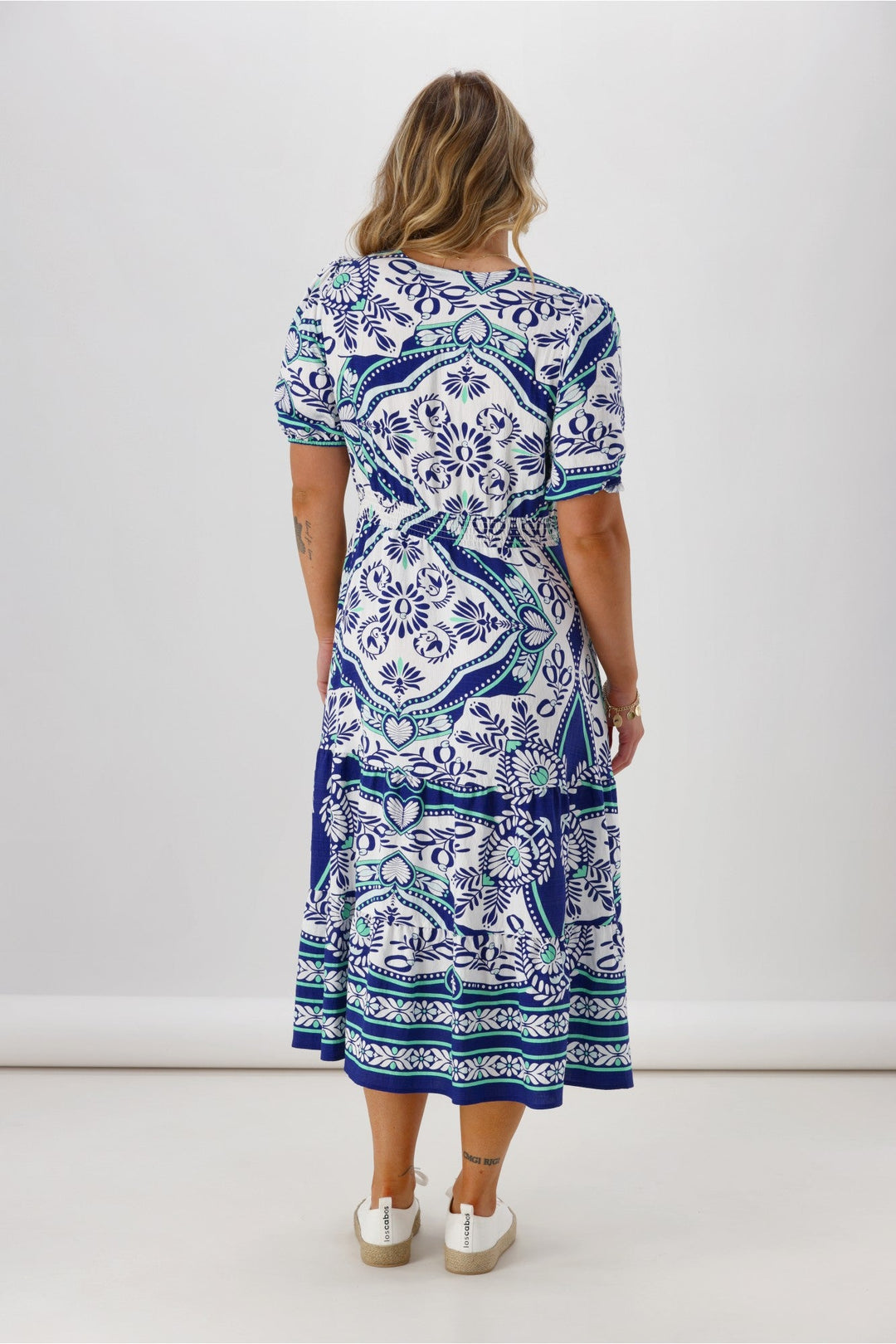 Gloss The Label Daly Border Print Dress Blue