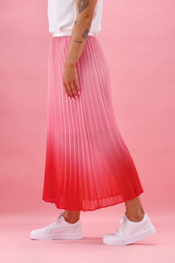 Gloss The Label Dawn Pleat Skirt Pink Ombre