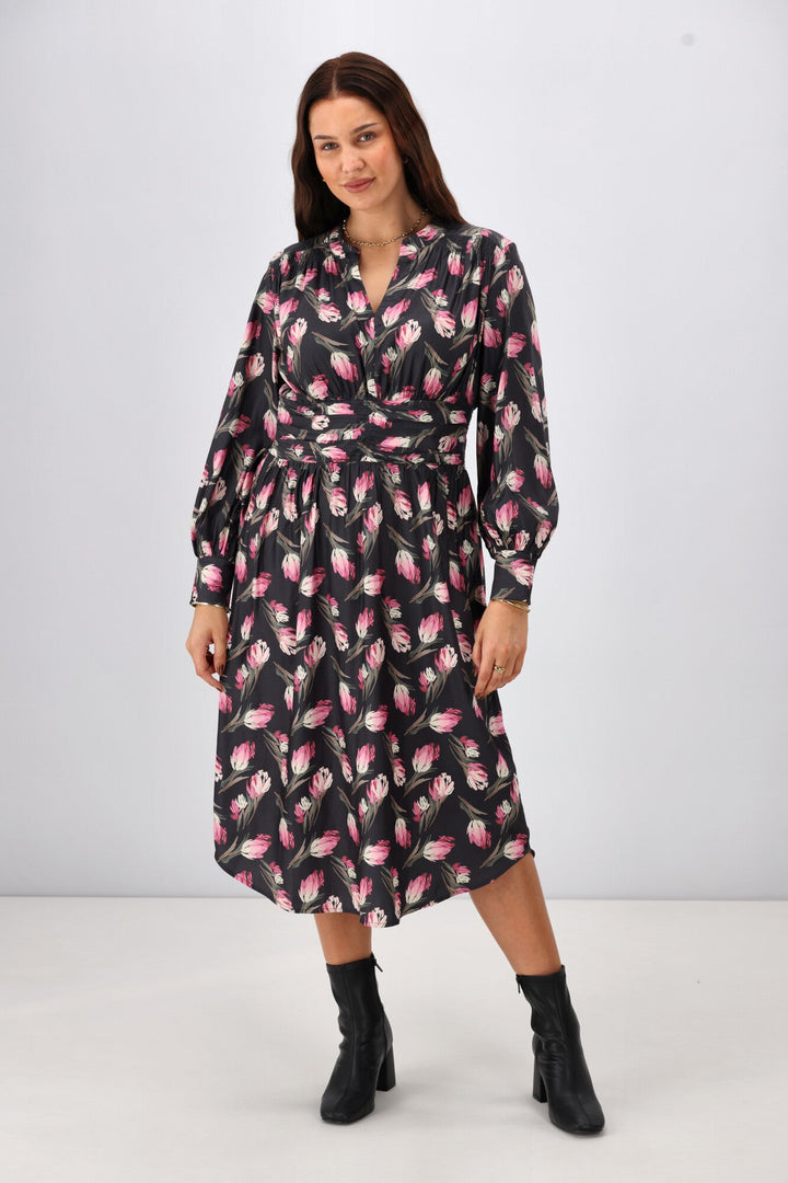 Gloss The Label Ellery Shirred Detail Dress Autumn Floral