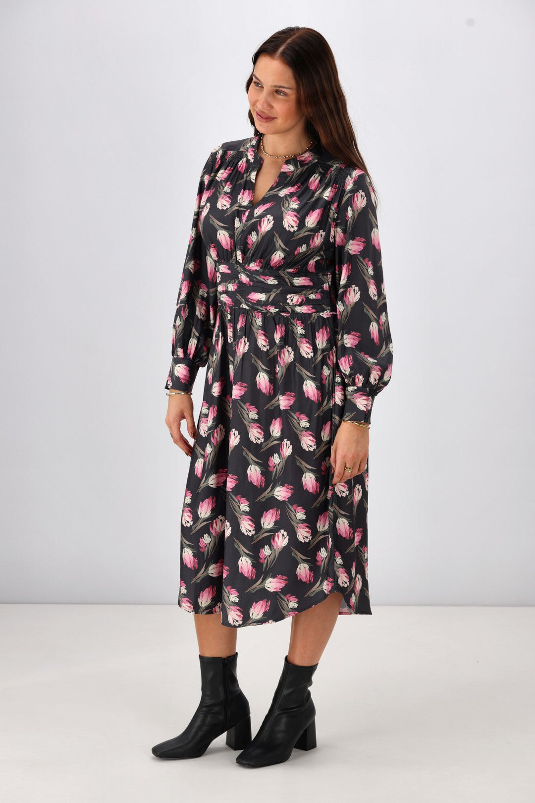 Gloss The Label Ellery Shirred Detail Dress Autumn Floral