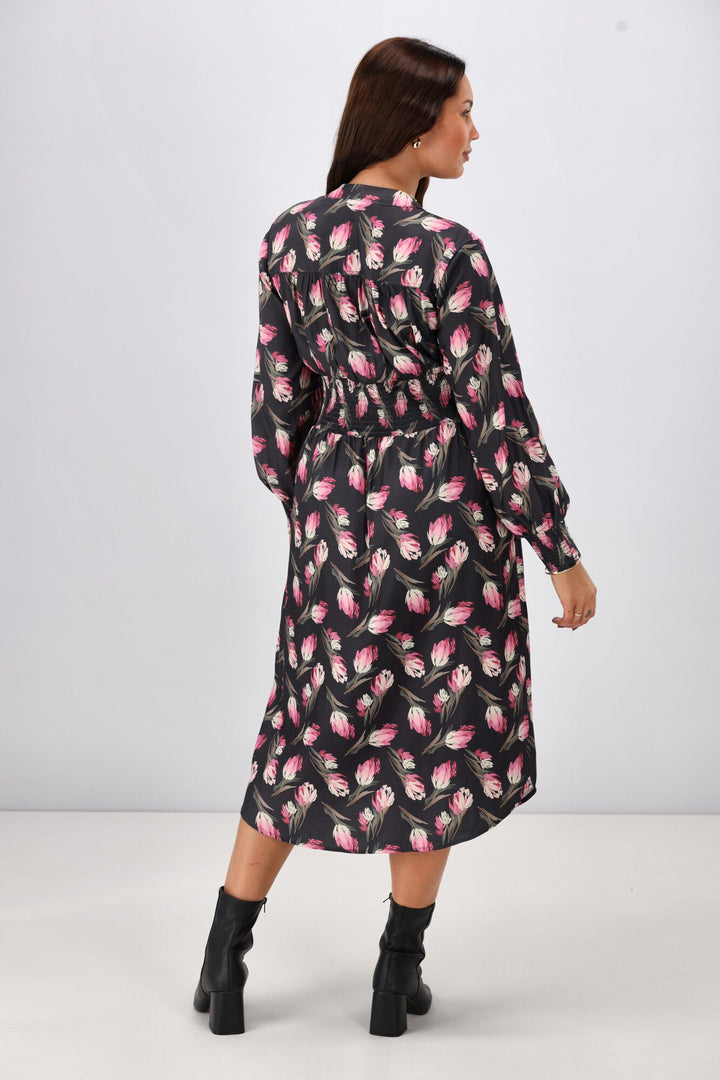 Gloss The Label Ellery Shirred Detail Dress Autumn Floral