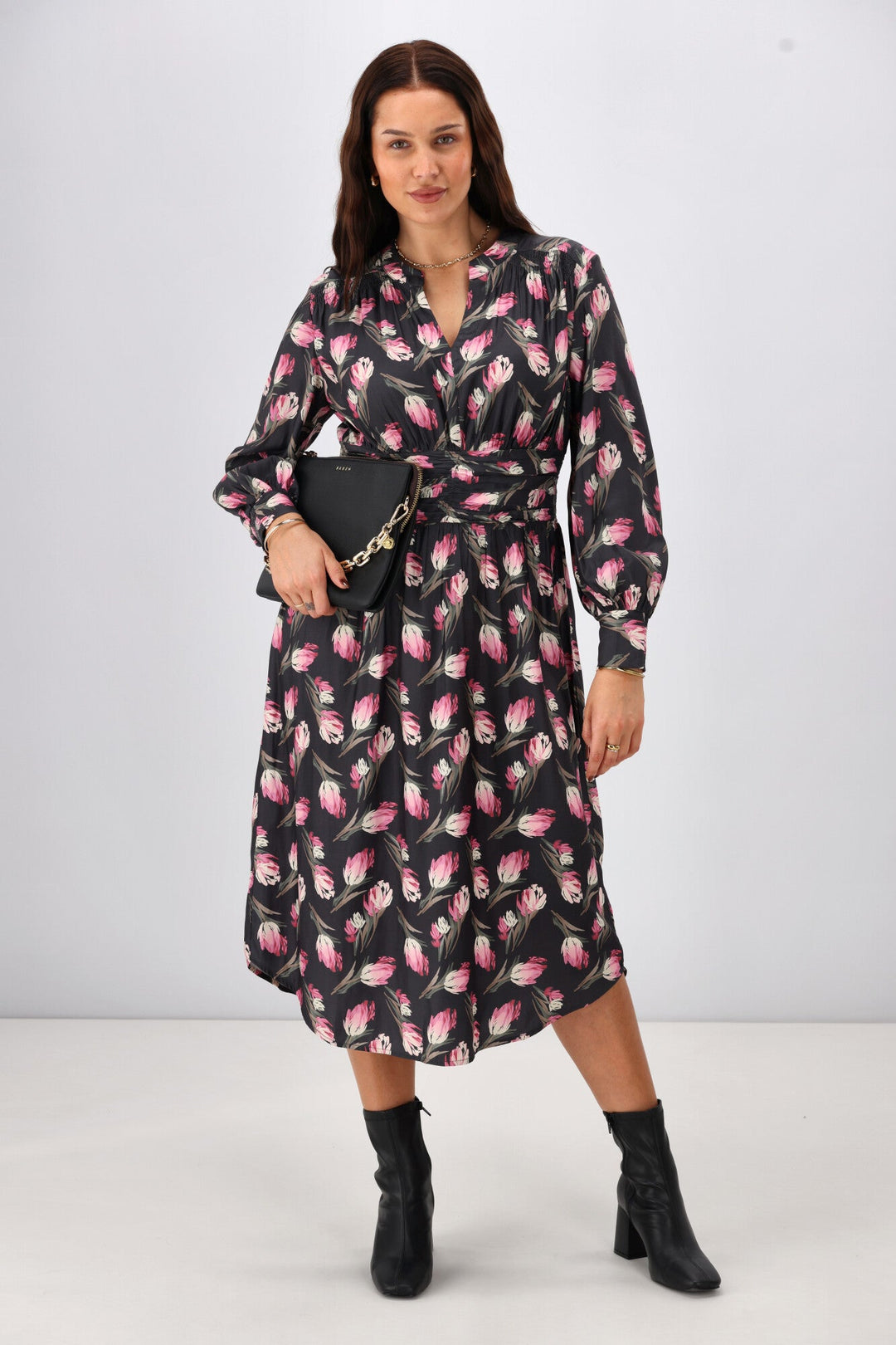 Gloss The Label Ellery Shirred Detail Dress Autumn Floral