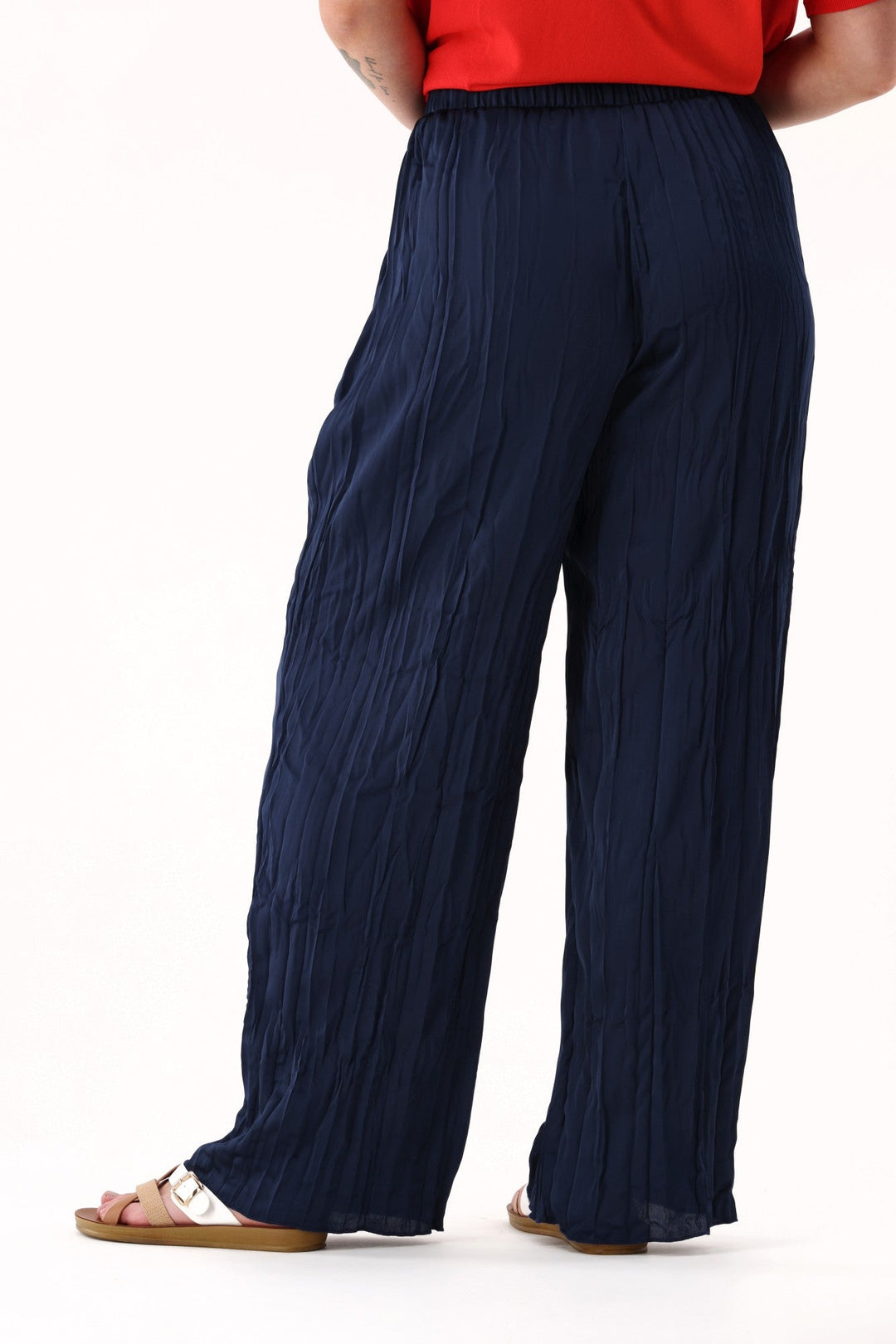 Gloss The Label Jackie Crushed Satin Pant Navy