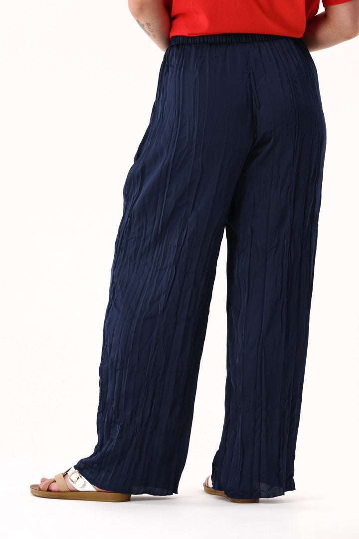 Gloss The Label Jackie Crushed Satin Pant Navy