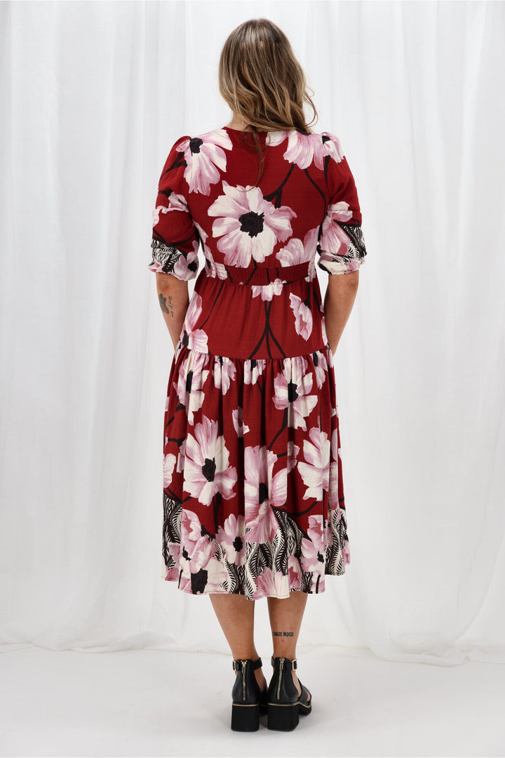 Gloss The Label Kingford Claret Print Dress