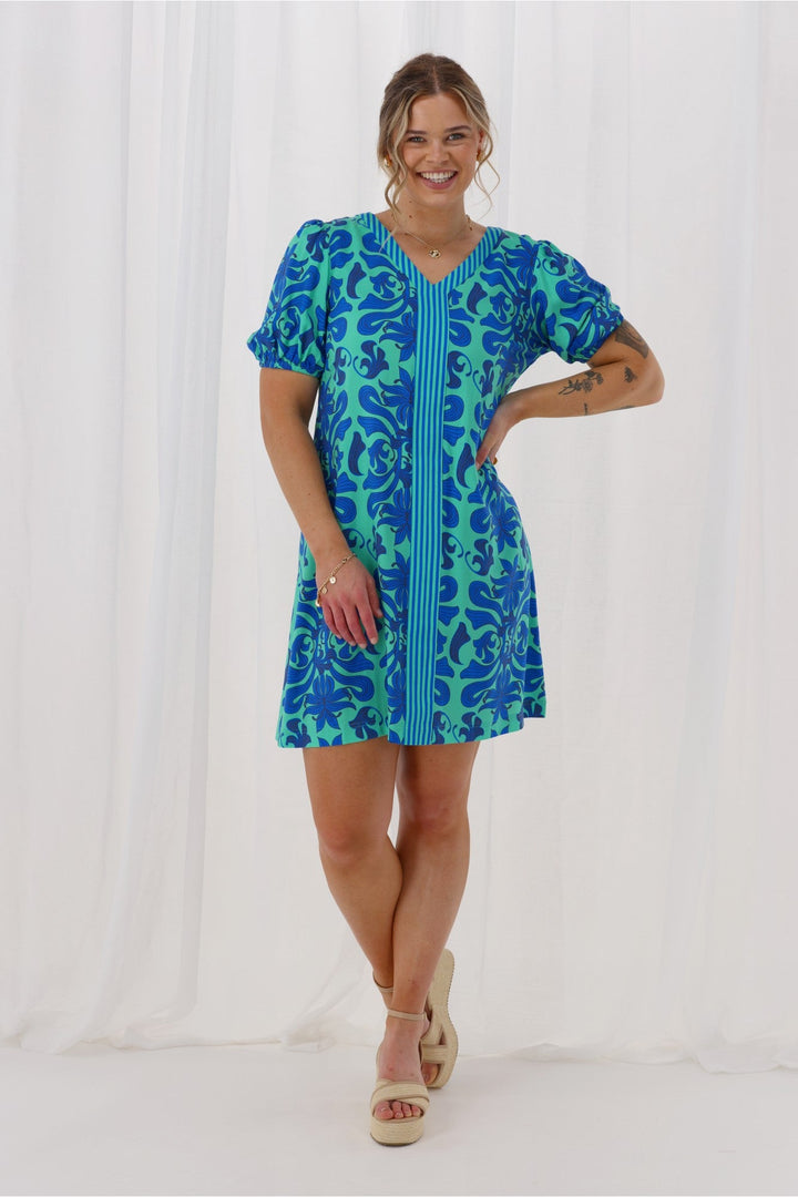 Gloss The Label Lirael Dress Blue Floral