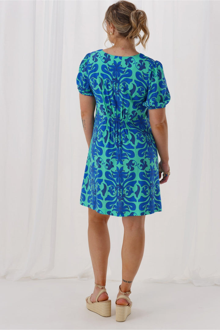 Gloss The Label Lirael Dress Blue Floral