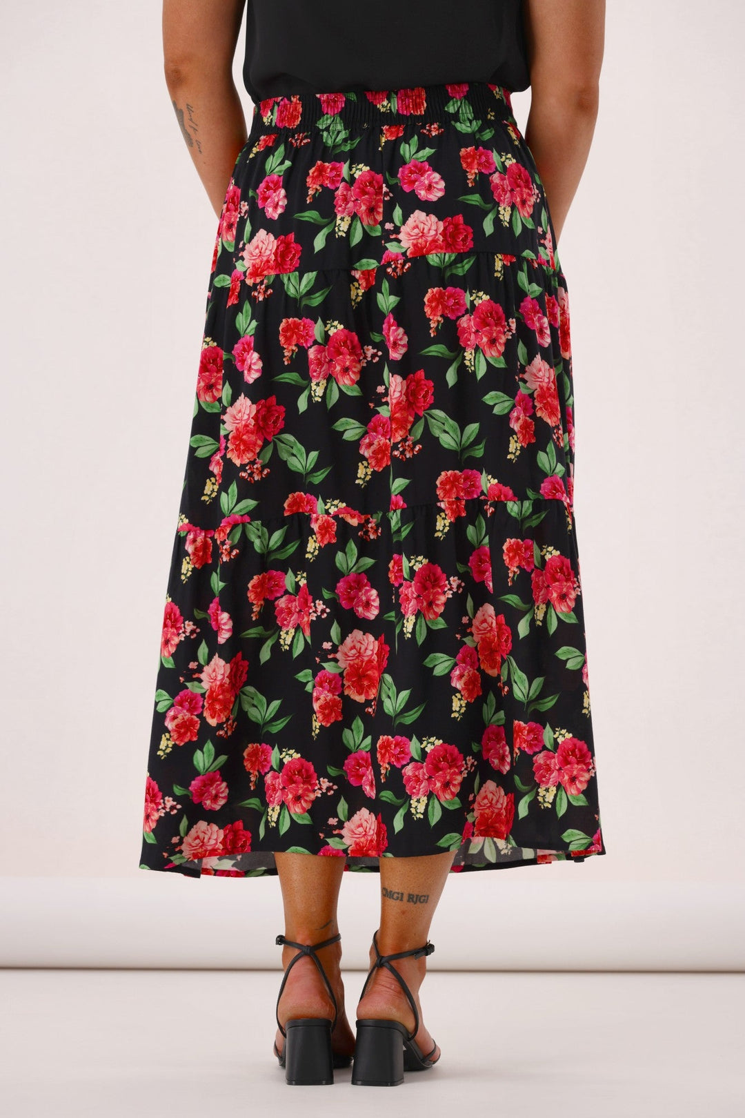 Gloss The Label Lucerne Rosewood Tiered Skirt Floral